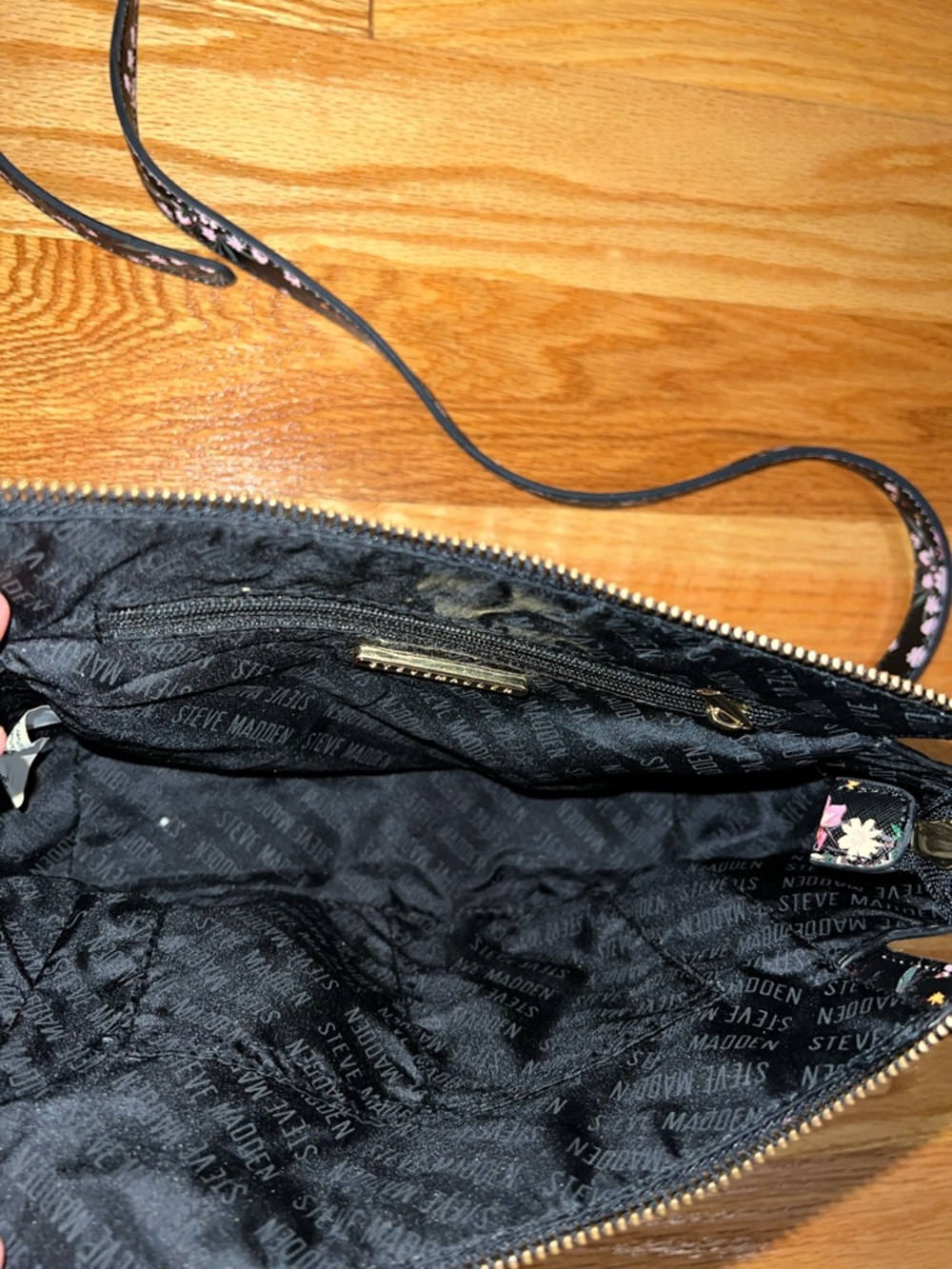 Steve Madden Black Floral Crossbody with Pink Accents - Picture 5 of 8